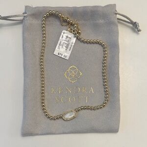 Kendra Scott Gold Beaded Elisa Necklace with White Stone